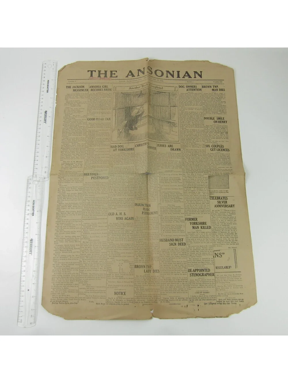 The Ansonian Newspaper Ansonia Darke County Ohio Thursday Dec 1928 Antique RARE